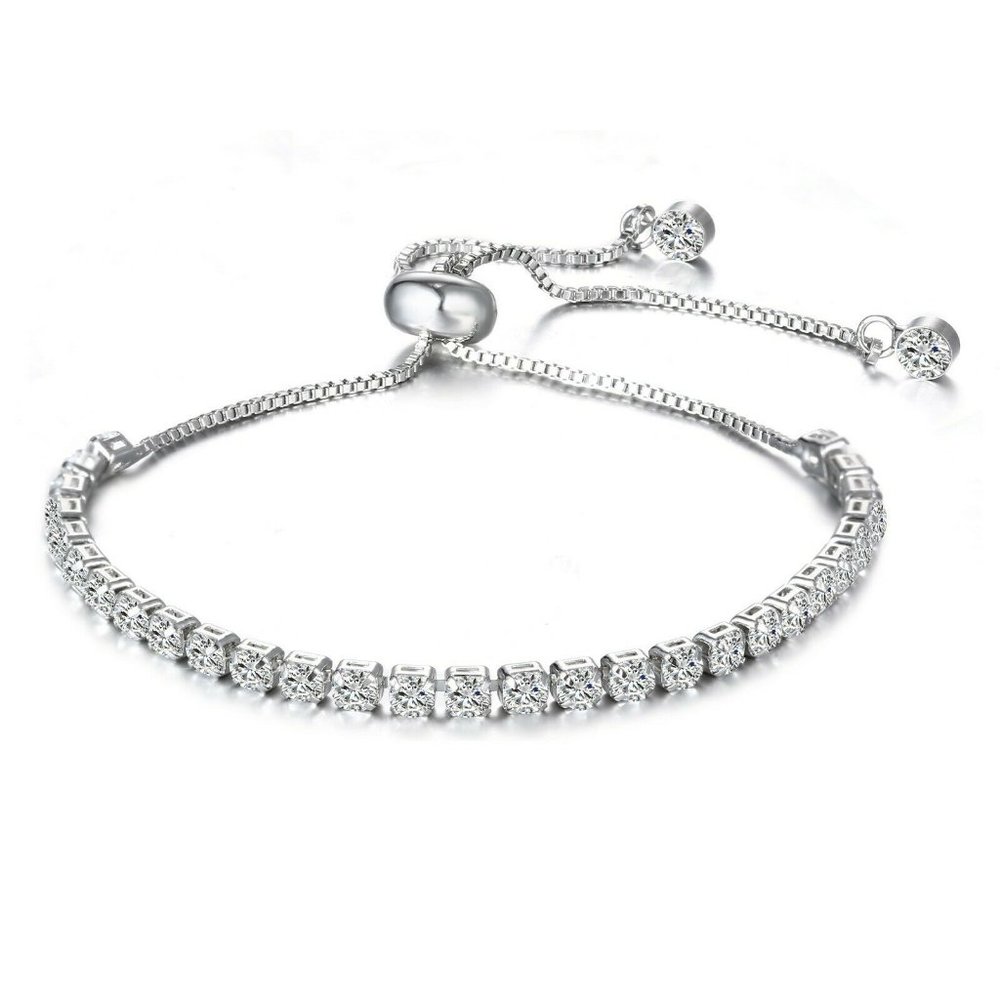 Tennis Slider Bracelet Sterling Silver overlay made with Swarovski Elements